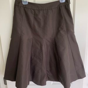 J Crew Taffeta Skirt Brown Silk Flared 10
